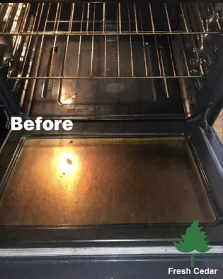 A dirty oven before being cleaned